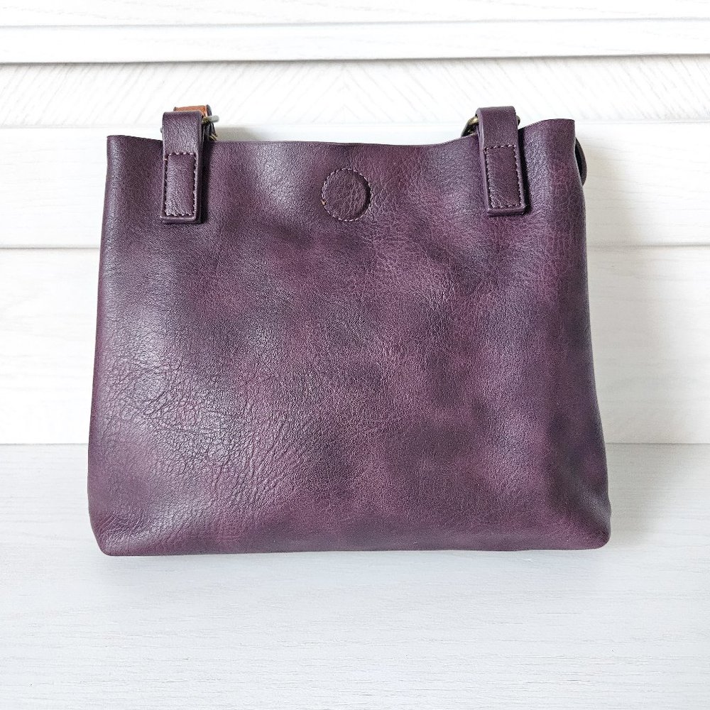G.H. Bass & Co Plum Vegan Leather Small Shoulder Bag with Detachable Clutch